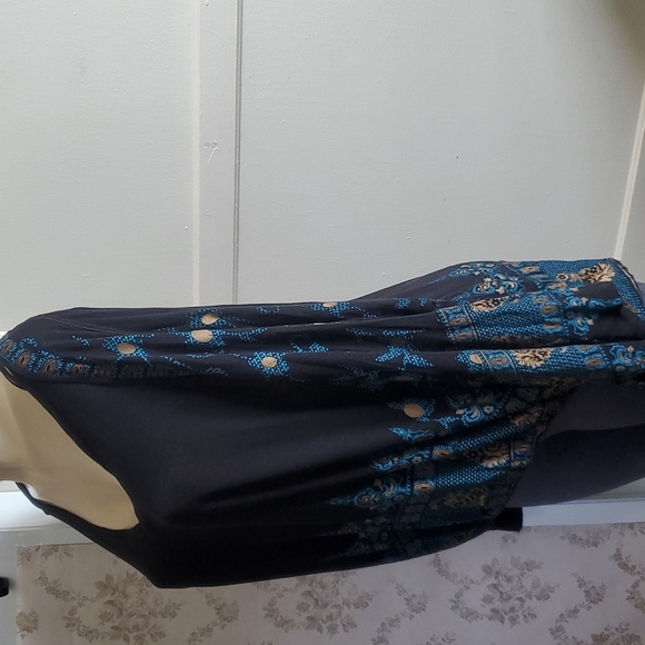 Free People - Black And Gold Medallion Peasant Boho Blouse Size L - Picture 4 of 9